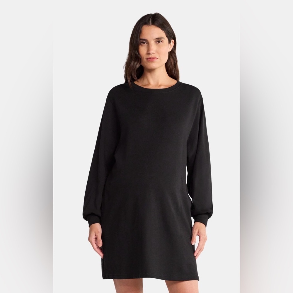 Time and Tru Maternity Sweatshirt Dress Black French Terry Long Sleeve XL NWT - Picture 2 of 6
